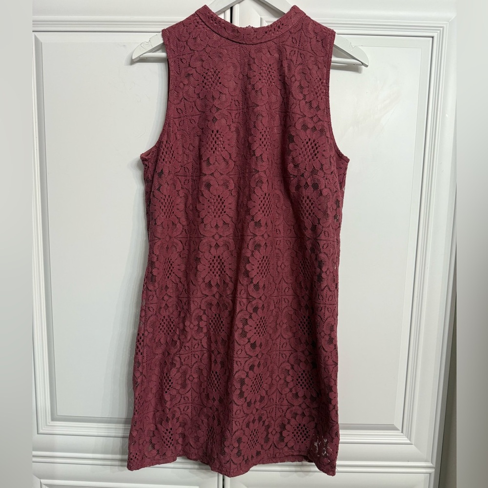 NWT Streetwear Society Size Large Sleeveless Lace Overlay Mini Dress Rose Pink